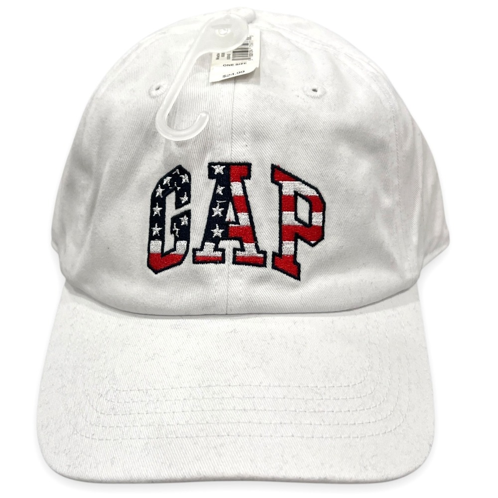Gap Baseball Hat Mens Strapback‎ White Spellout Flag Logo Gorpcore Streetwear